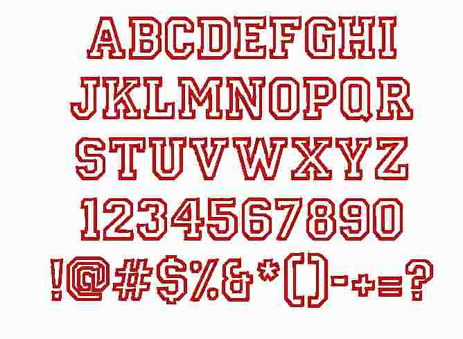 All Characters in the Blacklight font at 1/2" height