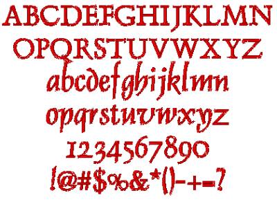 All Characters in the Dauphin embroidery font at 1/2" height
