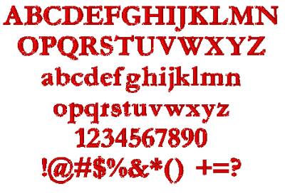 All Characters in the Garamond embroidery font at 1/2" height