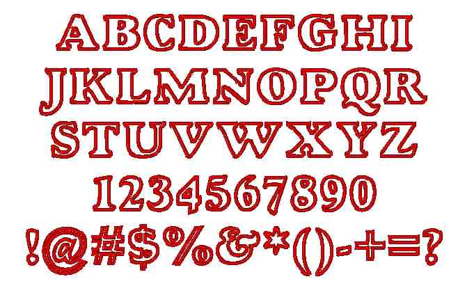 All Characters in the City Medium embroidery font at 1/2" height