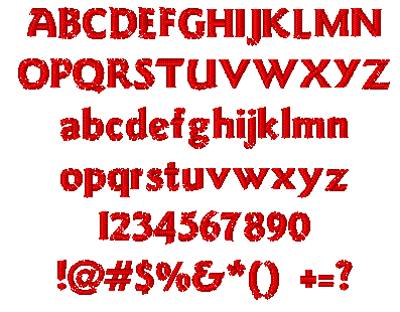 All Characters in the Goudy Sans embroidery font at 1/2" height