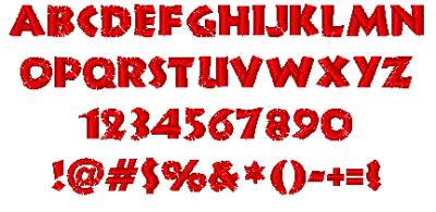 All Characters in the Informal embroidery font at 1/2" height