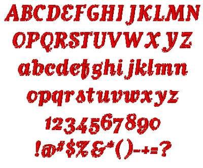 All Characters in the Matrix embroidery font at 1/2" height