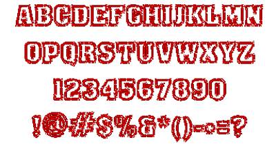 All Characters in the News Outline embroidery font at 1/2" height