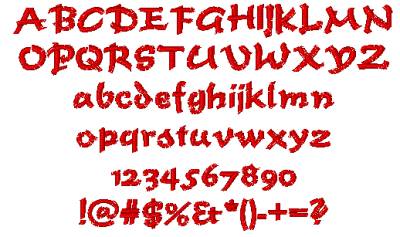 All Characters in the Olivia embroidery font at 1/2" height