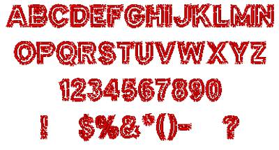 All Characters in the Outline Block embroidery font at 1/2" height