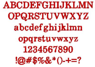 All Characters in the School Book embroidery font at 1/2" height
