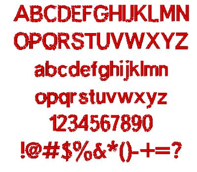 All Characters in the Text Block embroidery font at 1/2" height