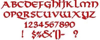 All Characters in the Viking embroidery font at 1/2" height