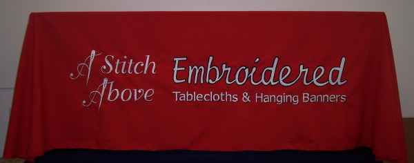 A Stitch Above full tablecloth embroidered