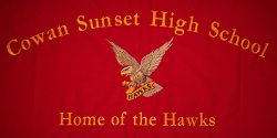 Cowan Sunset High School Embroidered Tablecloth
