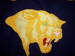Thompson Middle School Embroidered Gold Jaguar Mascot 