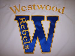 Westwood High School Rebels Embroidered Tablecloth 
