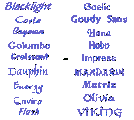 Various types of handwritten fonts