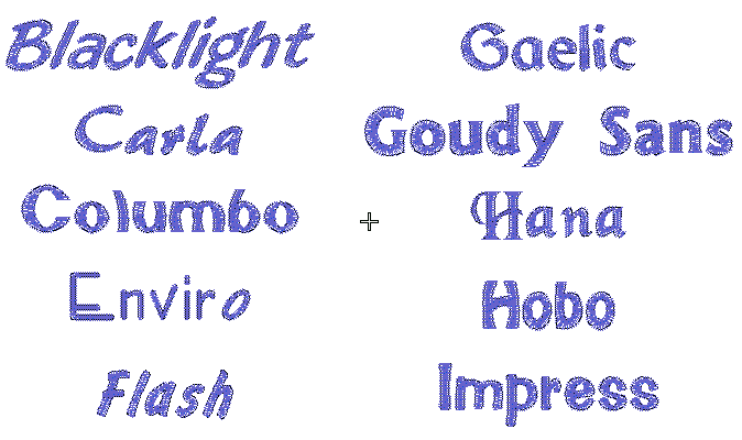 Various types of informal fonts